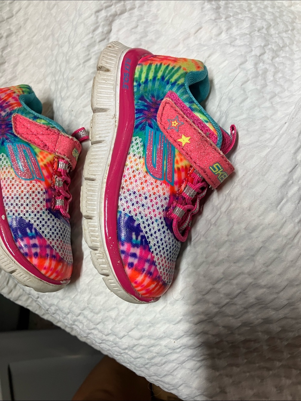 Skechers Girls Pink Multi Athletic Sneakers with Teal Accents - Picture 5 of 8